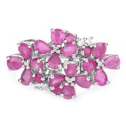 Bids.com 3.51 Carat Genuine Ruby and White Zircon .925 Sterling Silver Ring Rings
