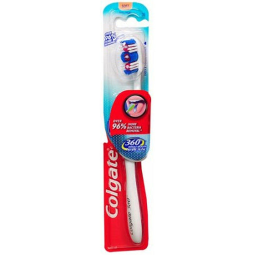 Colgate Colgate 360 Whole Mouth Clean Toothbrush, Soft Bristles, 1 Count – Manual Toothbrush with Tongue and Cheek Cleaner Toothbrushes