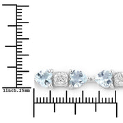 Bids.com 7.36 Carat Genuine Aquamarine and White Diamond .925 Sterling Silver Bracelet Bracelets