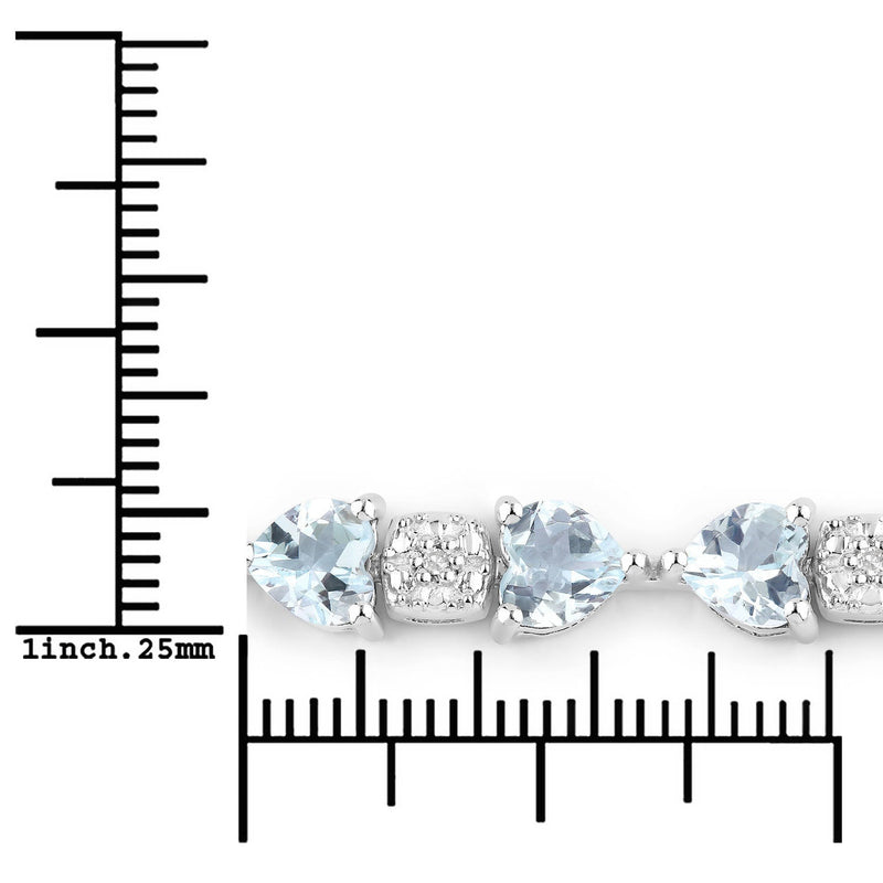 Bids.com 7.36 Carat Genuine Aquamarine and White Diamond .925 Sterling Silver Bracelet Bracelets