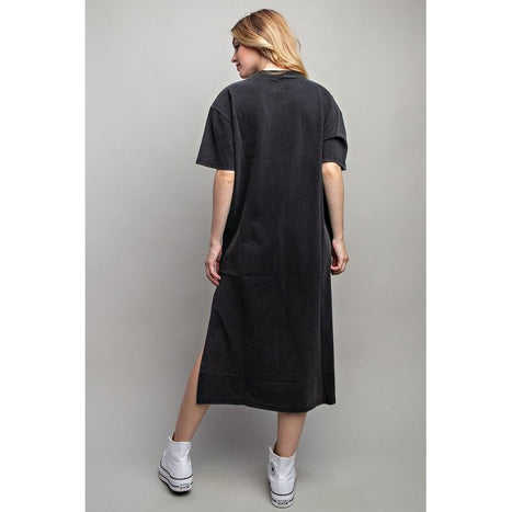 VENTED HEAVY COTTON WASHED DRESS