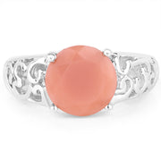 Bids.com 3.30 Carat Genuine Peach Moonstone .925 Sterling Silver Ring Rings