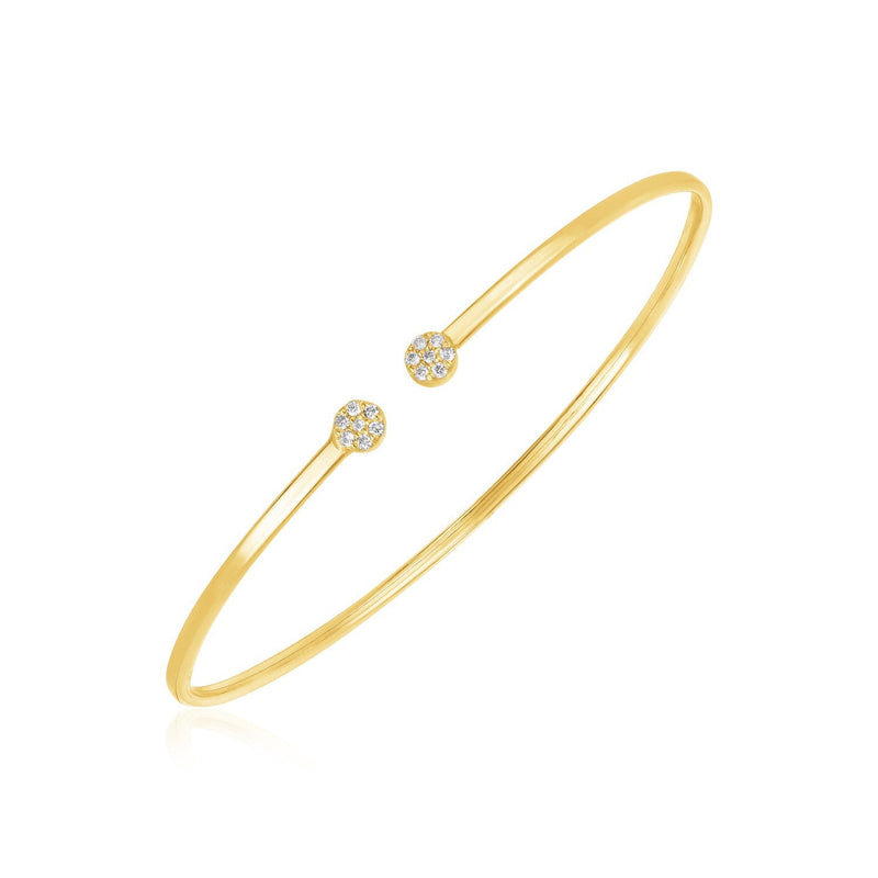 Bids.com 14k Yellow Gold High Polish Diamond Cluster Bangle (2mm) Bracelets