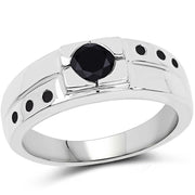 Bids.com 0.56 Carat Genuine Black Diamond .925 Sterling Silver Ring Rings