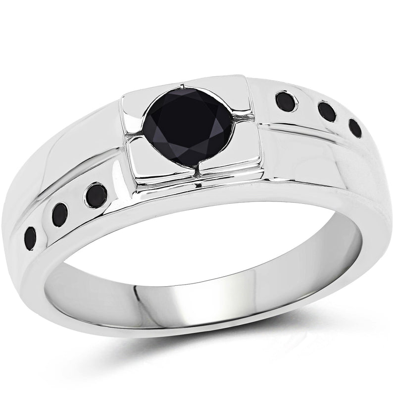 Bids.com 0.56 Carat Genuine Black Diamond .925 Sterling Silver Ring Rings