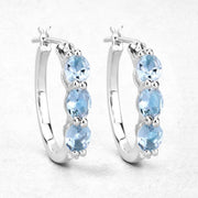 Bids.com 1.75 Carat Genuine Aquamarine and White Diamond .925 Sterling Silver Earrings Earrings