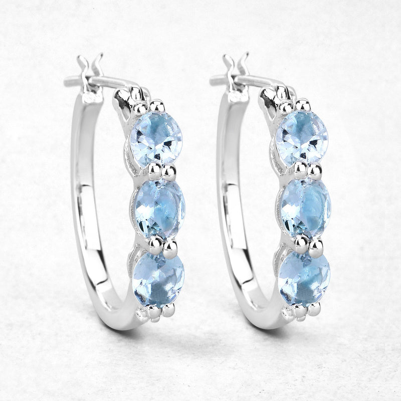 Bids.com 1.75 Carat Genuine Aquamarine and White Diamond .925 Sterling Silver Earrings Earrings