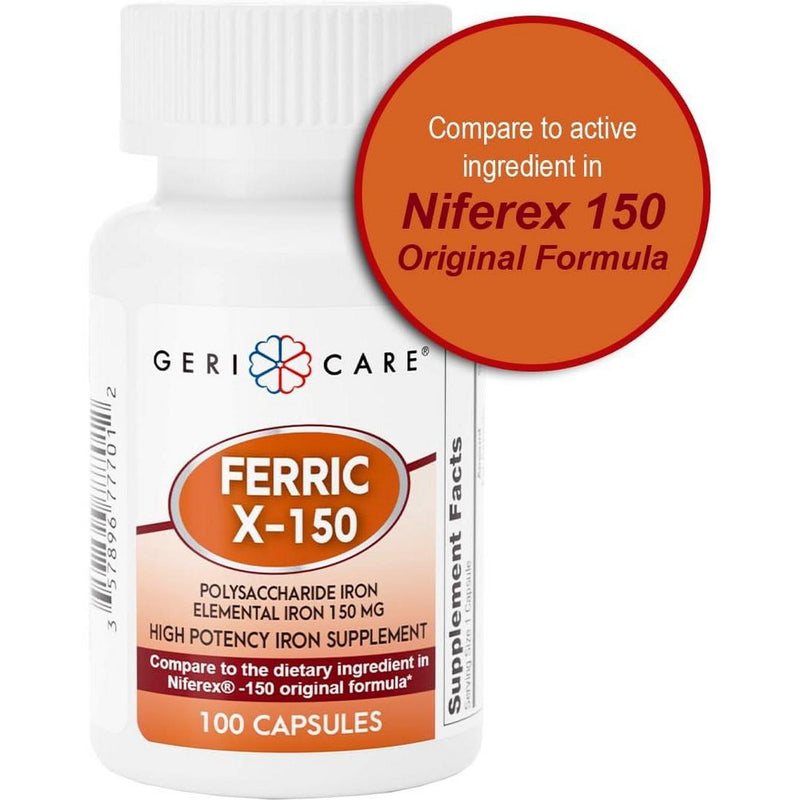 Geri-Care McKesson Iron Supplement 150 Mg Capsules, 100EA Per Bottle
