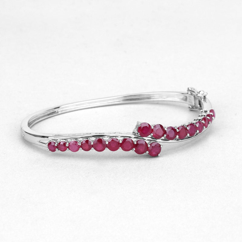 Bids.com 9.10 Carat Glass Filled Ruby .925 Sterling Silver Bangle Bracelets