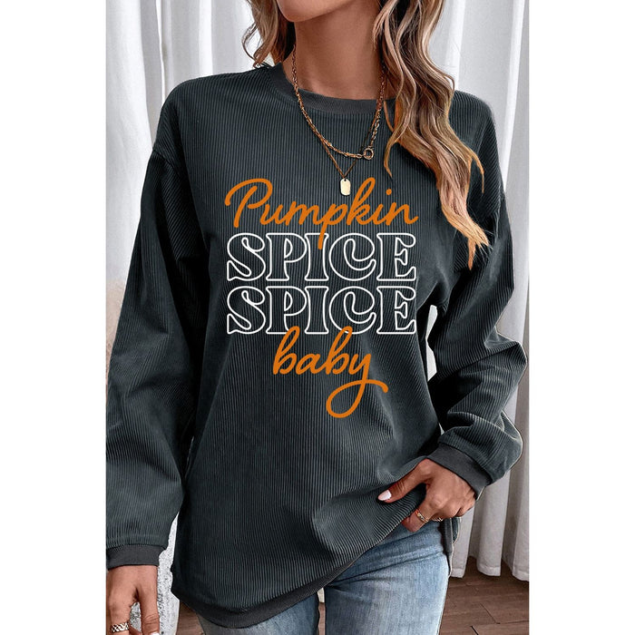 Letter Graphic Round Neck Long Sleeve Sweatshirt