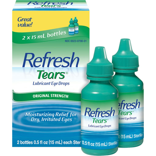 Refresh Refresh Tears Moisturizing Relief Lubricant Eye Drops 2 Bottles 0.5 Fl Oz Bottle Personal Care