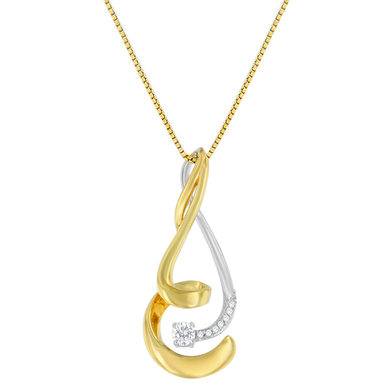Bids.com Espira 10K Two-Tone Gold 1/10 cttw Round Cut Diamond Swirl Pendant Necklace (I-J, I2-I3) Necklaces