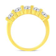 Bids.com 14K Yellow Gold Plated .925 Sterling Silver 1 1/2 Cttw Shared Prong Set Brilliant Round-Cut Diamond Anniversary or Wedding Band Ring (K-L Color, SI2-I1 Clarity) - Size 7 Rings
