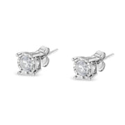 Bids.com .925 Sterling Silver 1/2 Cttw Near Colorless Round Brilliant-Cut Diamond Miracle-Set Stud Earrings (H-I Color, I2-I3 Clarity) Earrings