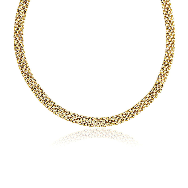 Bids.com 14k Yellow Gold Fancy Polished Multi-Row Panther Link Necklace Necklaces