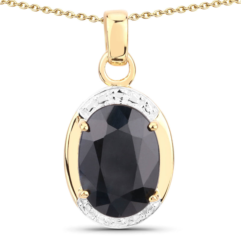 Bids.com 7.50 Carat Genuine Black Sapphire .925 Sterling Silver Pendant Pendants