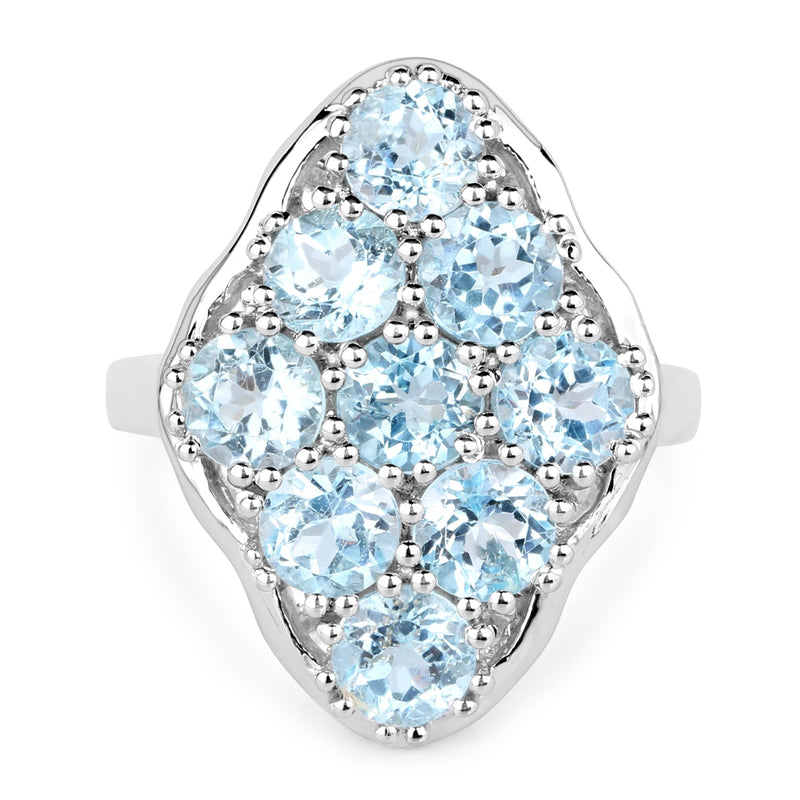 Bids.com 5.40 Carat Genuine Blue Topaz .925 Sterling Silver Ring Rings