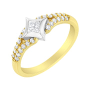 Bids.com 10K Two Tone Color 1/2 Cttw Diamond Kite and Split Shank Ring (H-I Color,SI2-I1 Clarity) Rings