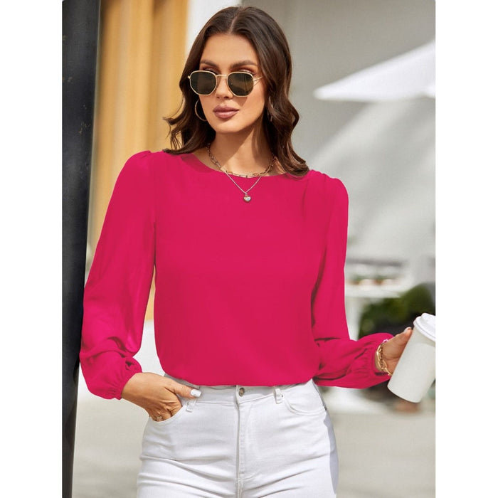 Round Neck Long Sleeve Blouse