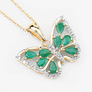 Bids.com 1.91 Carat Genuine Emerald and White Zircon .925 Sterling Silver Pendant Pendants
