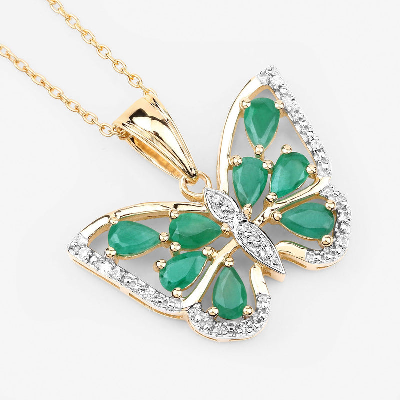 Bids.com 1.91 Carat Genuine Emerald and White Zircon .925 Sterling Silver Pendant Pendants