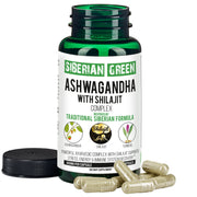 SiberianGreen.com Ashwagandha with Altai Shilajit & Turmeric | Ayurvedic Herbal Complex 60 Capsules Herbs White Smoke
