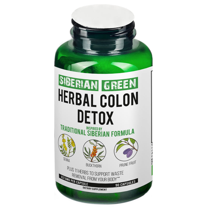 SiberianGreen.com Siberian Green Herbal Colon Detox - 90 Capsules Herbs White Smoke