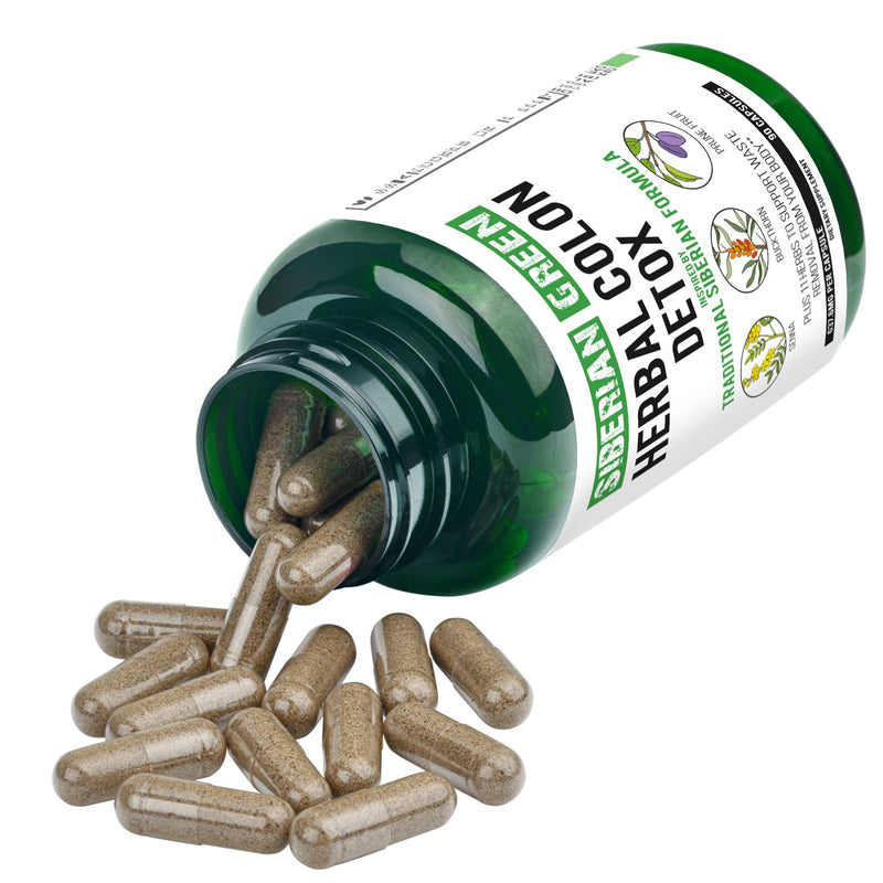 SiberianGreen.com Siberian Green Herbal Colon Detox - 90 Capsules Herbs White Smoke