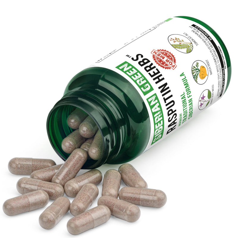 SiberianGreen.com Rasputin Herbs with Horny Goat Weed Maca Root Complex 60 Caps Herbal White Smoke