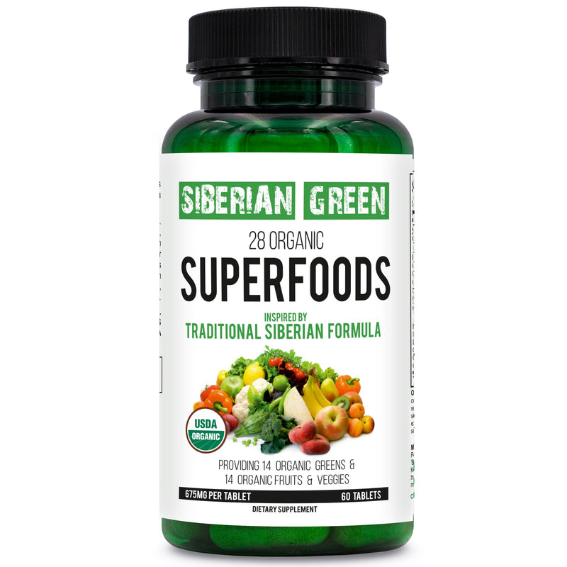 SiberianGreen.com 28 Organic Superfood Tablets – Essential Greens, Fruits & Veggies Herbs White Smoke