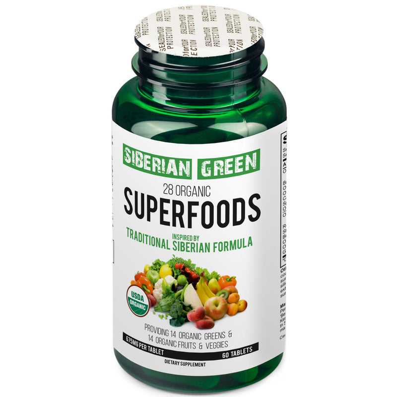 SiberianGreen.com 28 Organic Superfood Tablets – Essential Greens, Fruits & Veggies Herbs White Smoke