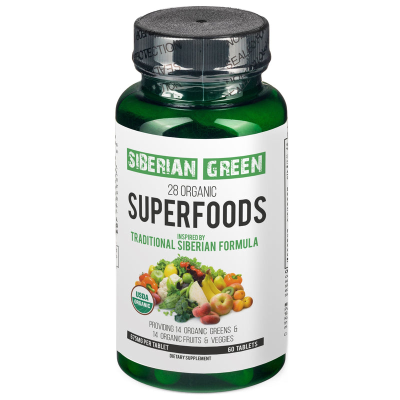 SiberianGreen.com 28 Organic Superfood Tablets – Essential Greens, Fruits & Veggies Herbs White Smoke