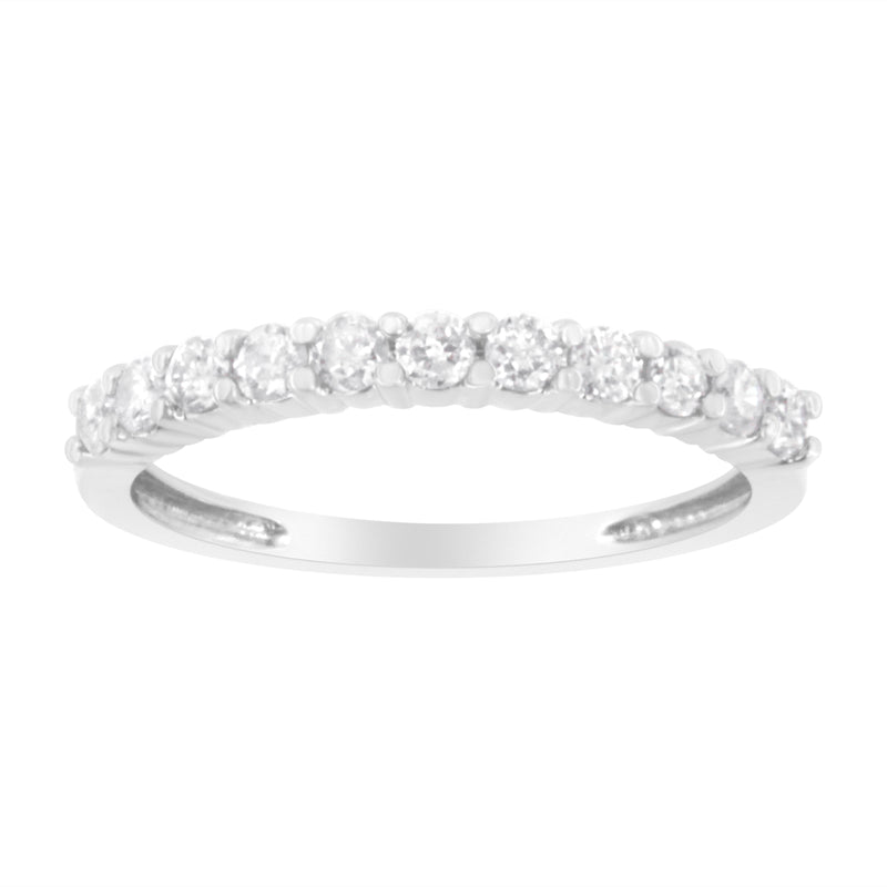 Bids.com IGI Certified 1/2 Cttw Diamond 10K White Gold Prong Set Fluted Band Style Ring (I-J Color, I2-I3 Clarity) - Size 7 Rings