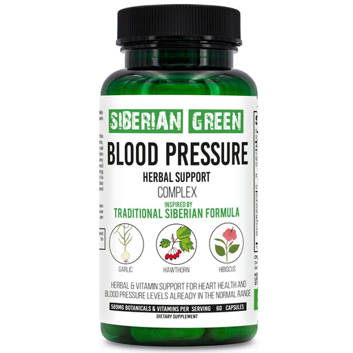 SiberianGreen.com Herbal Cardio Pressure Support Siberian Green 60 Caps - Hawthorn Hibiscus Garlic Herbs White Smoke
