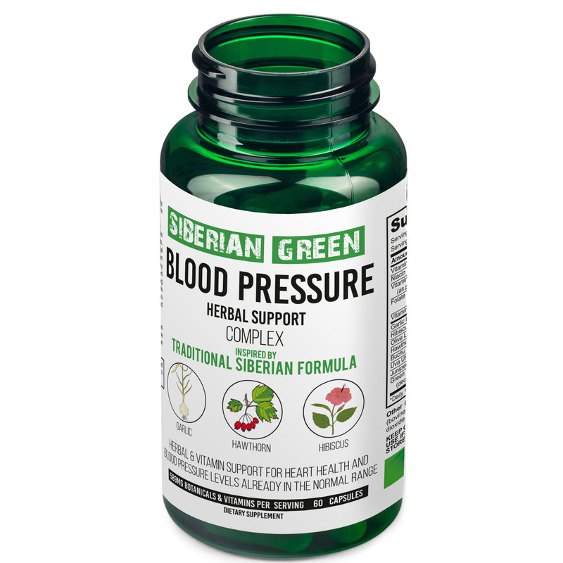 SiberianGreen.com Herbal Cardio Pressure Support Siberian Green 60 Caps - Hawthorn Hibiscus Garlic Herbs White Smoke