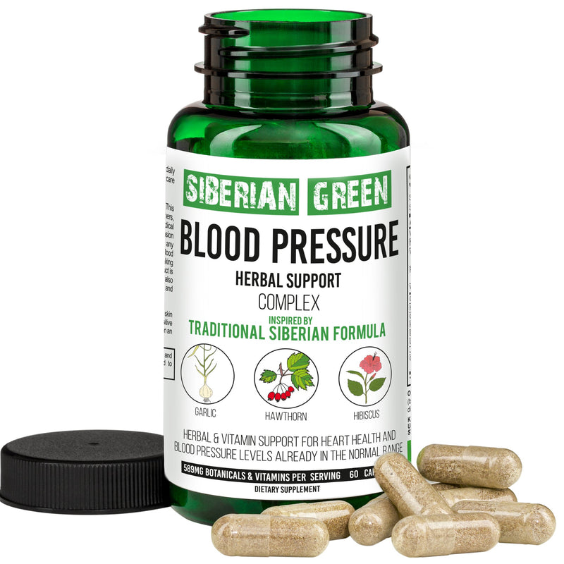 SiberianGreen.com Herbal Cardio Pressure Support Siberian Green 60 Caps - Hawthorn Hibiscus Garlic Herbs White Smoke