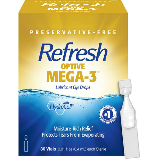 Refresh Refresh Optive Mega-3 Lubricant Eye Drops Non-Preserved Tears, 0.01 Fl Oz (0.4 mL), 30 Single-Use Containers Personal Care