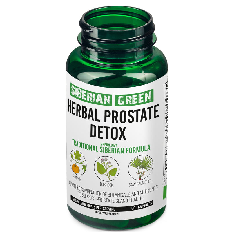 SiberianGreen.com Herbal Prostate Detox Siberian Green 60 Caps – Saw Palmetto Burdock Pumpkin Herbs White Smoke