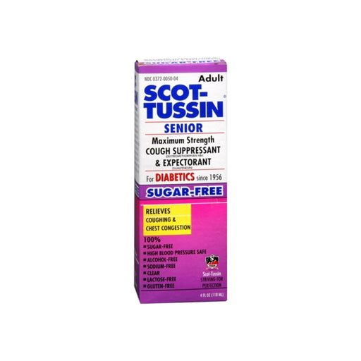 Scot-Tussin Scot-Tussin Senior Maximum Strength Cough Suppressant & Expectorant, Sugar-Free, 4 fl oz Medicine & Drugs White Smoke