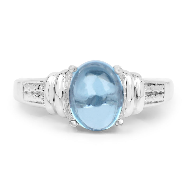 Bids.com 2.10 Carat Genuine Swiss Blue Topaz .925 Sterling Silver Ring Rings