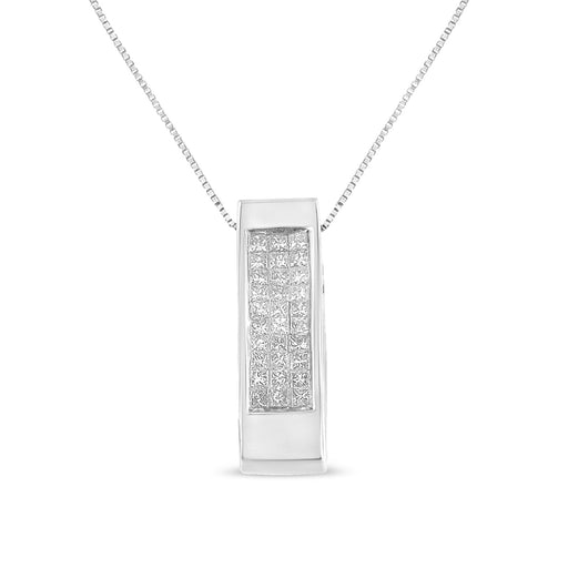 Bids.com 14K Yellow Gold 1/2 Cttw Invisible Set Princess Cut Diamond Vertical Bar Block Pendant 18" Necklace (H-I Color, SI2-I1 Clarity) Necklaces