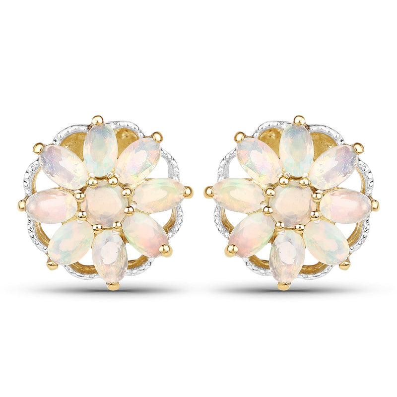 Bids.com 14K Yellow Gold Plated 2.70 Carat Genuine Ethiopian Opal .925 Sterling Silver Earrings Earrings