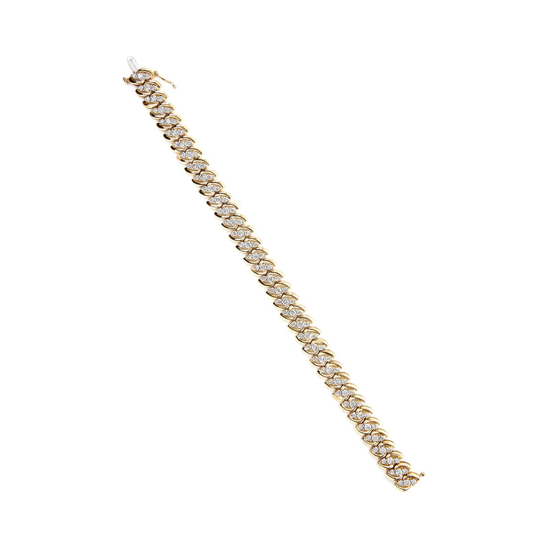 Bids.com 10K Yellow Gold 5.0 Cttw Diamond Double Row S-Link Cuban Bracelet (J-K Color, I2-I3 Clarity) - 7.25" Inches Bracelets