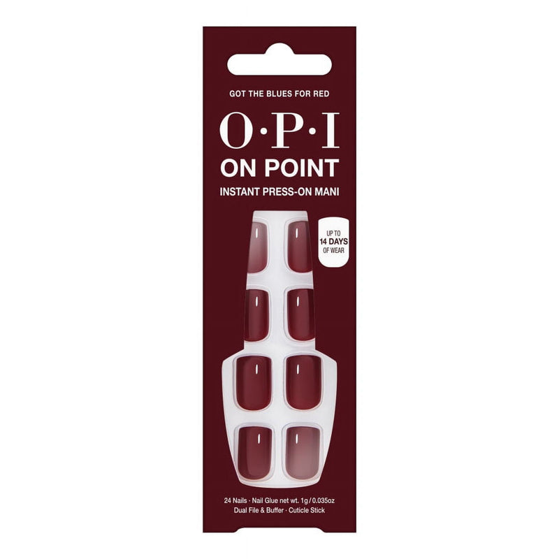 OPI On Point Instant Press On Nails Got The Blues For Red False Nails 24 Pieces