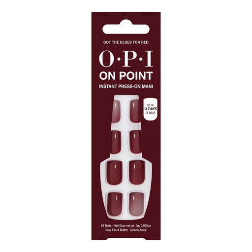 OPI On Point Instant Press On Nails Got The Blues For Red False Nails 24 Pieces