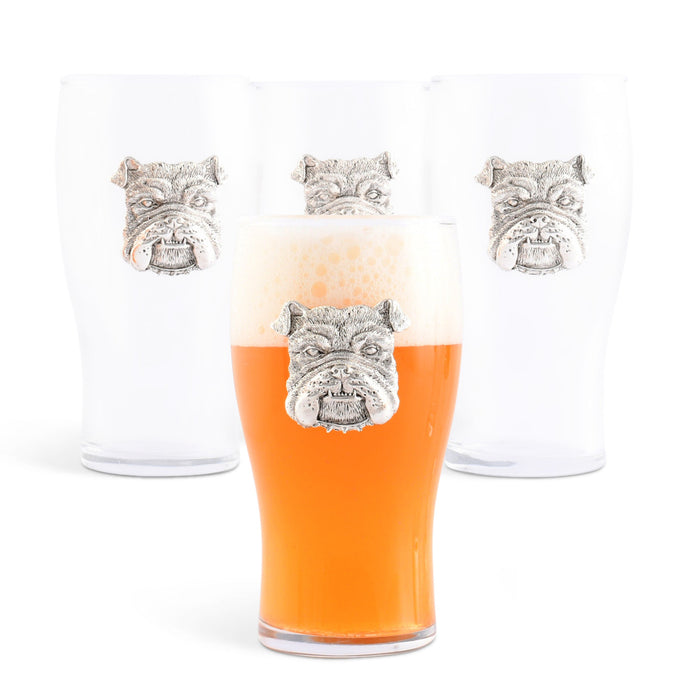 Bulldog Beer Pint Glasses - Set of 4