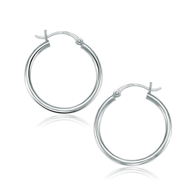 Bids.com 14k White Gold Polished Hoop Earrings (25 mm) Earrings