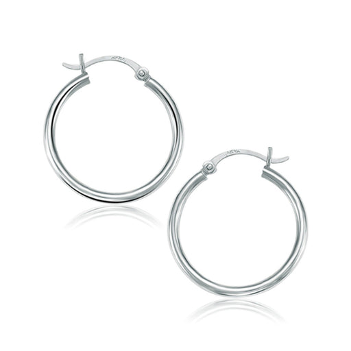 Bids.com 14k White Gold Polished Hoop Earrings (25 mm) Earrings