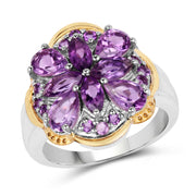 Bids.com Two Tone Plated 2.66 Carat Genuine Amethyst .925 Sterling Silver Ring Rings
