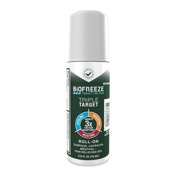 Biofreeze Biofreeze Triple Target Pain Relieving Roll-On Gel, 2.5 oz Hot & Cold Therapies Light Gray